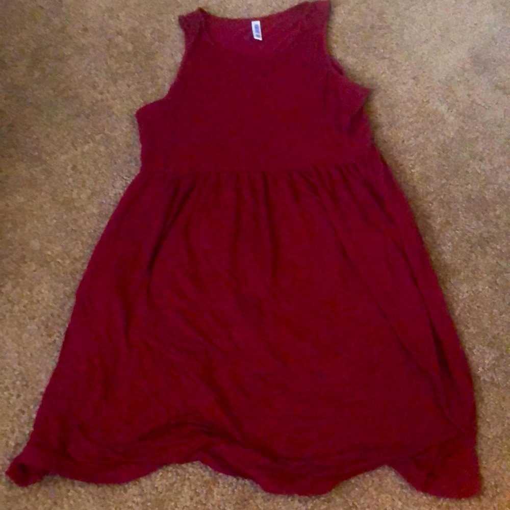 Burgundy Cotton Pocket Dress